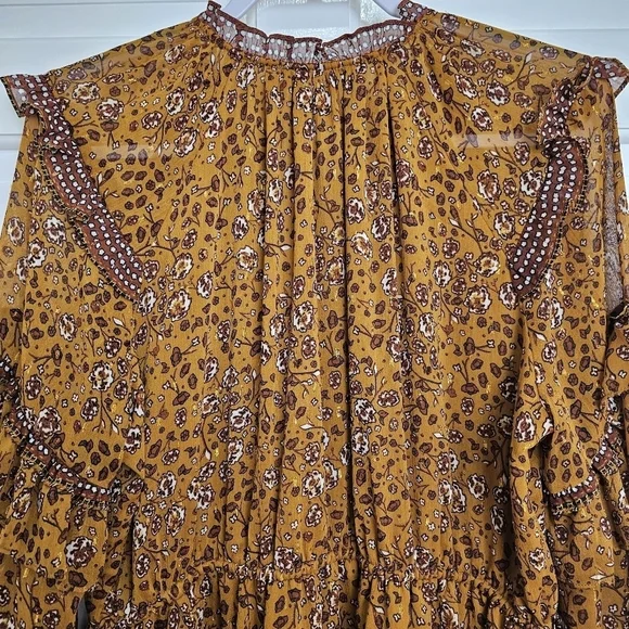 House Of Harlow 1960 Long Sleeve Tiered Ruffle Mini Dress Size M - Picture 12 of 16